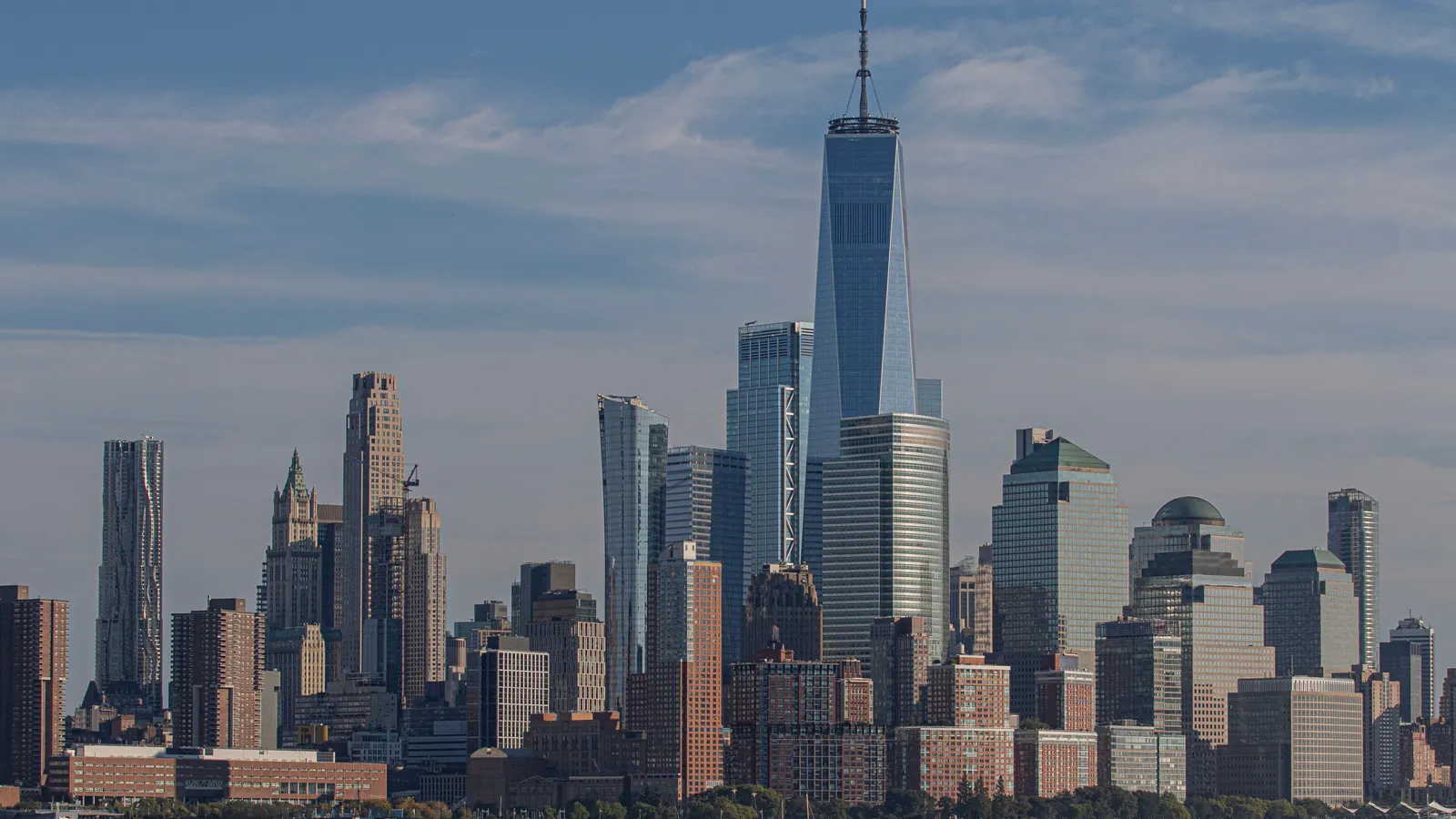 City skyscrapers rising above a waterfront