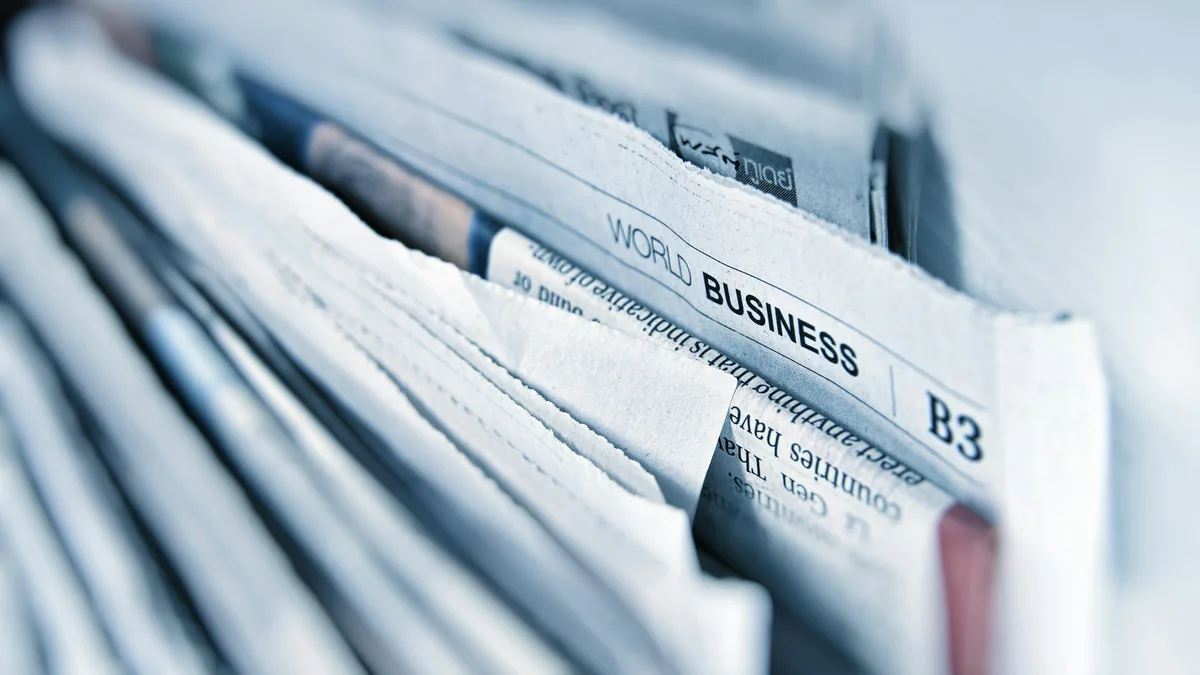 Close-up of a business newspaper article
