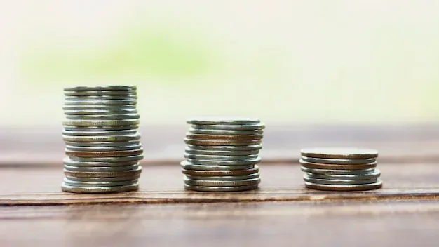 Stacks of savings coin on table