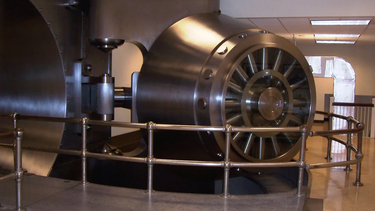 The heavy steel vault door of a Federal Reserve bank