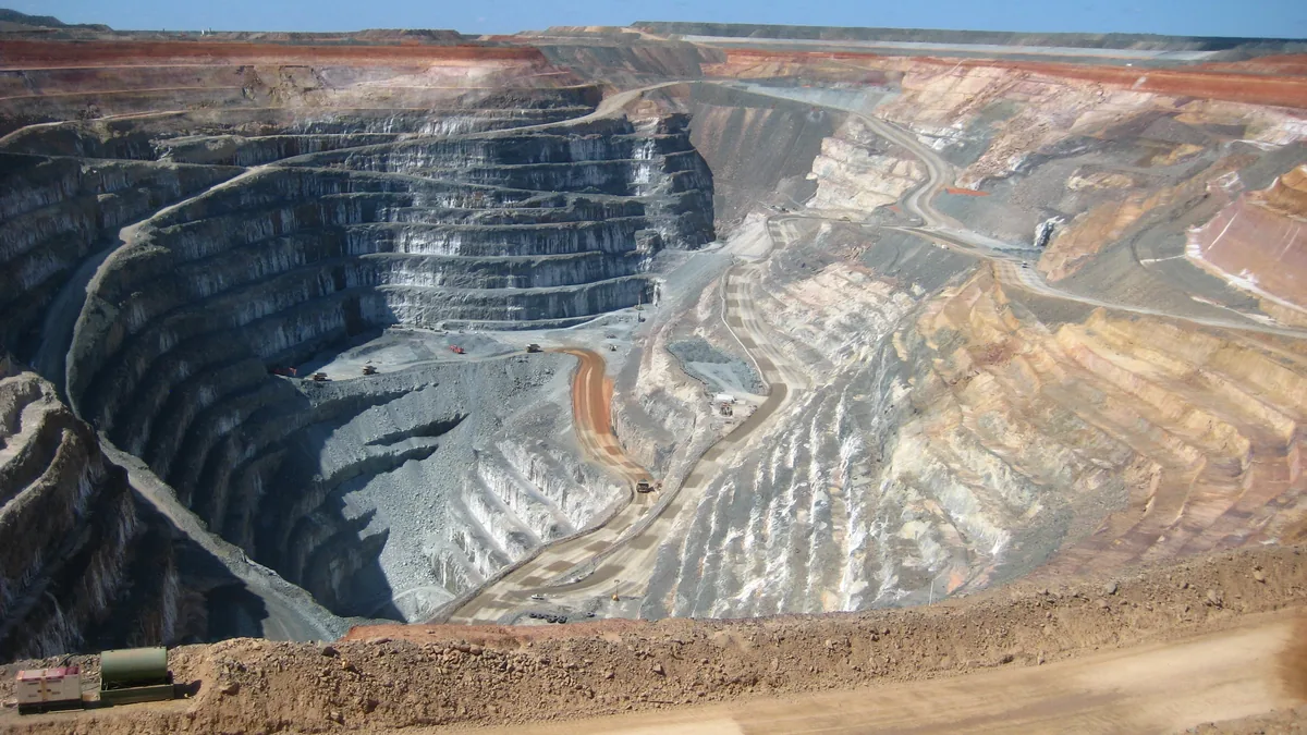 Terraced walls of an open-pit gold mine in Western Australia