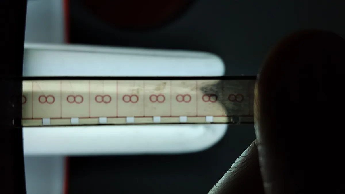 A strip of film with its frames lined up one after another