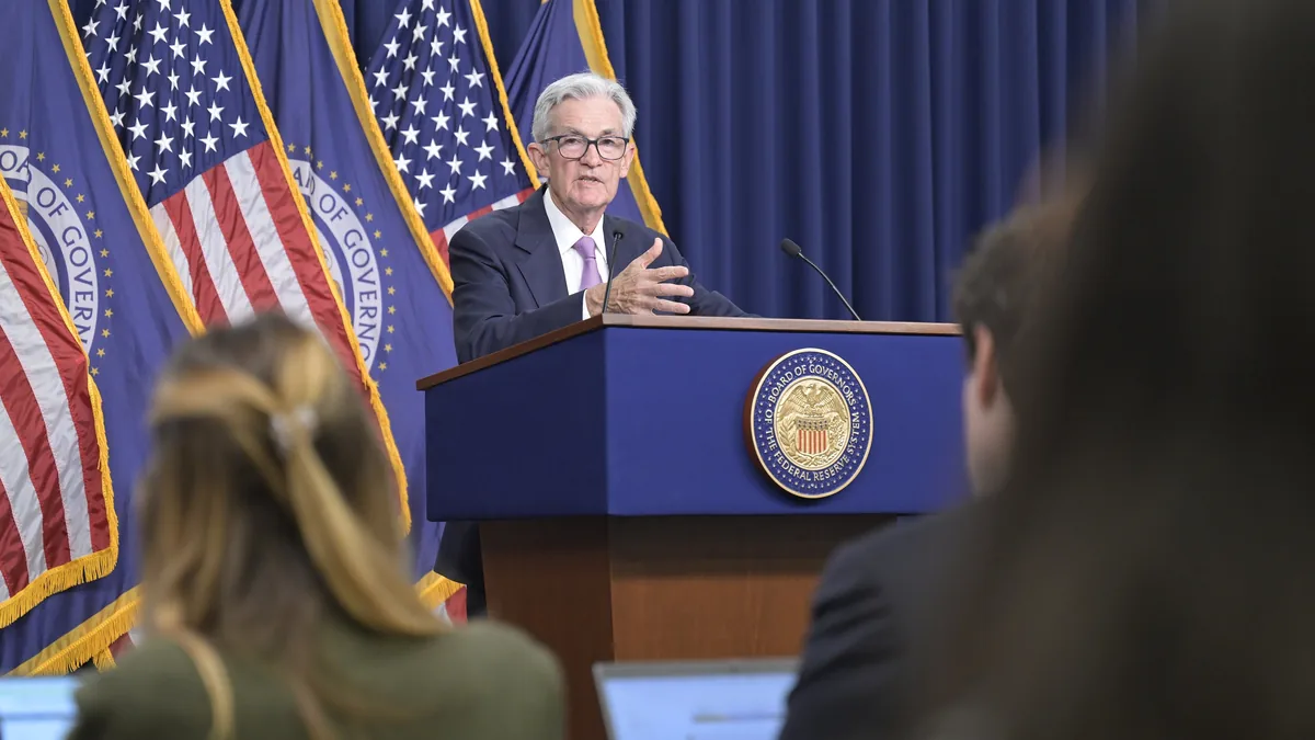 The Federal Reserve chair answering questions at an FOMC press conference