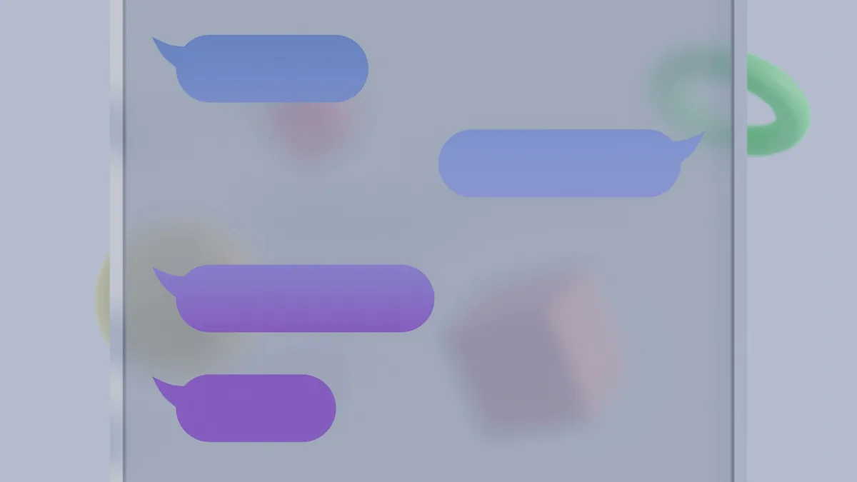 Chat speech bubbles floating on a translucent screen