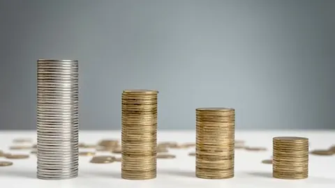 High angle stack of coins